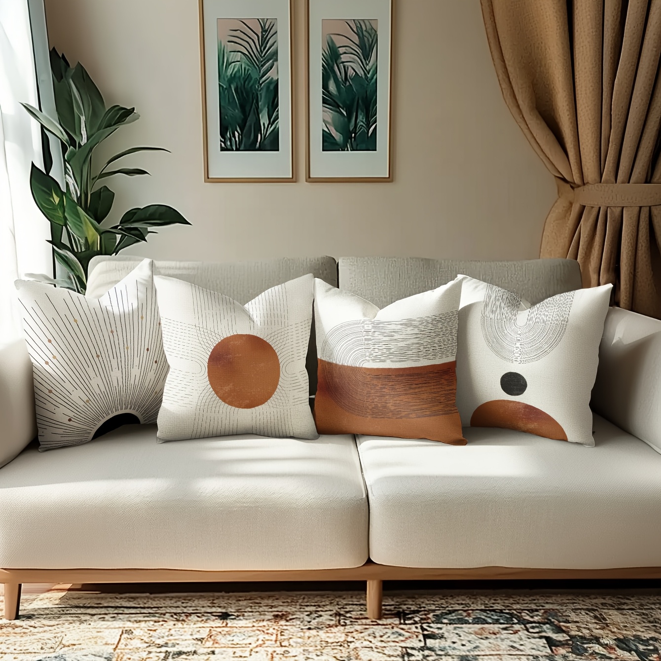 TEMU 4pcs, Taies d'oreiller, Taies d'oreiller à motif irrégulier et tendance, Style contemporain, Impression simple face, 17.7 X 17.7 pouces, 15.7 X