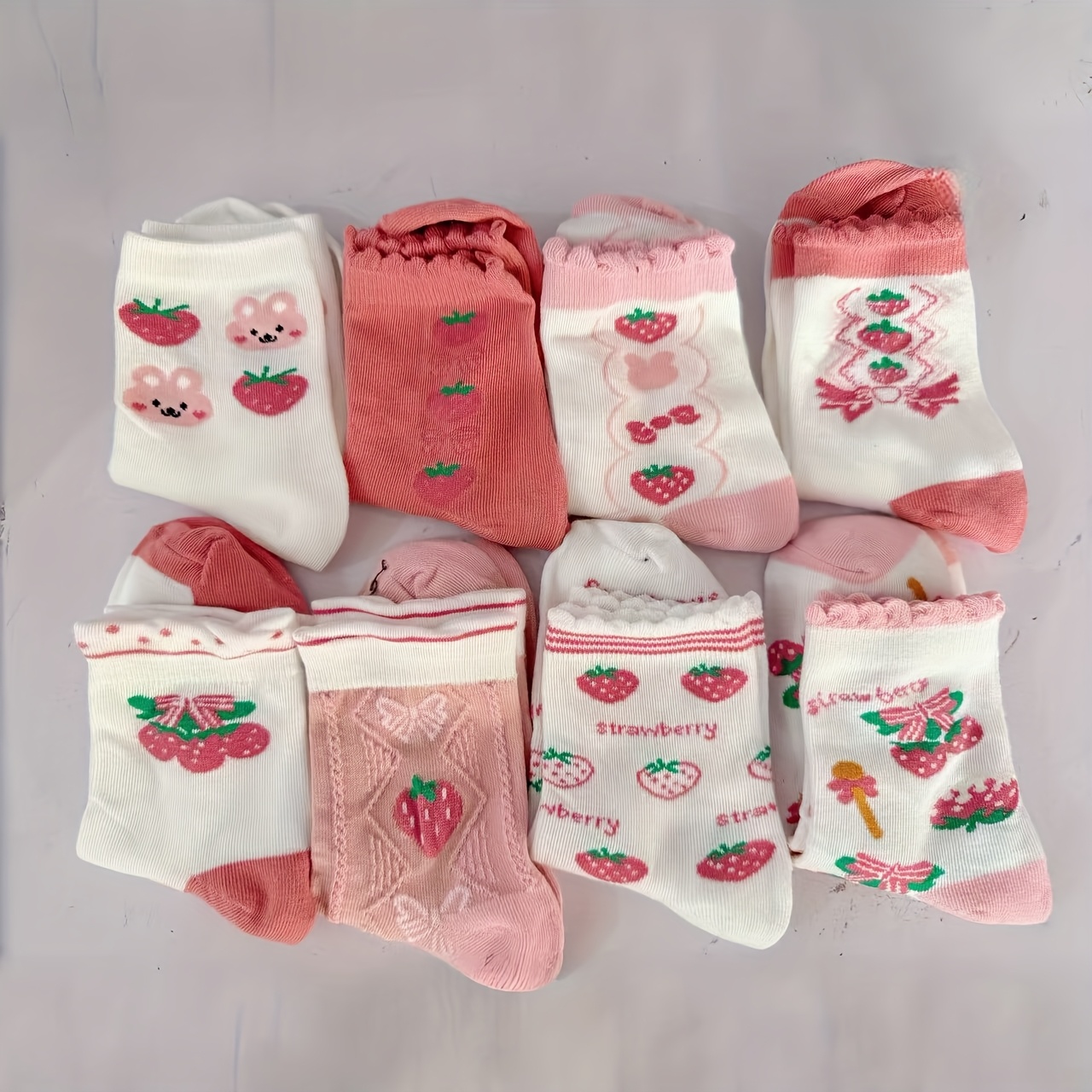 TEMU 8 Pairs Of Random Strawberry Duoduo Spring And Autumn Women