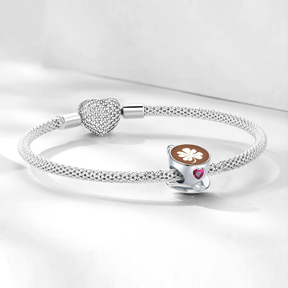 Four Leaf Clover Coffee Beaded Bracelet & Necklace Set