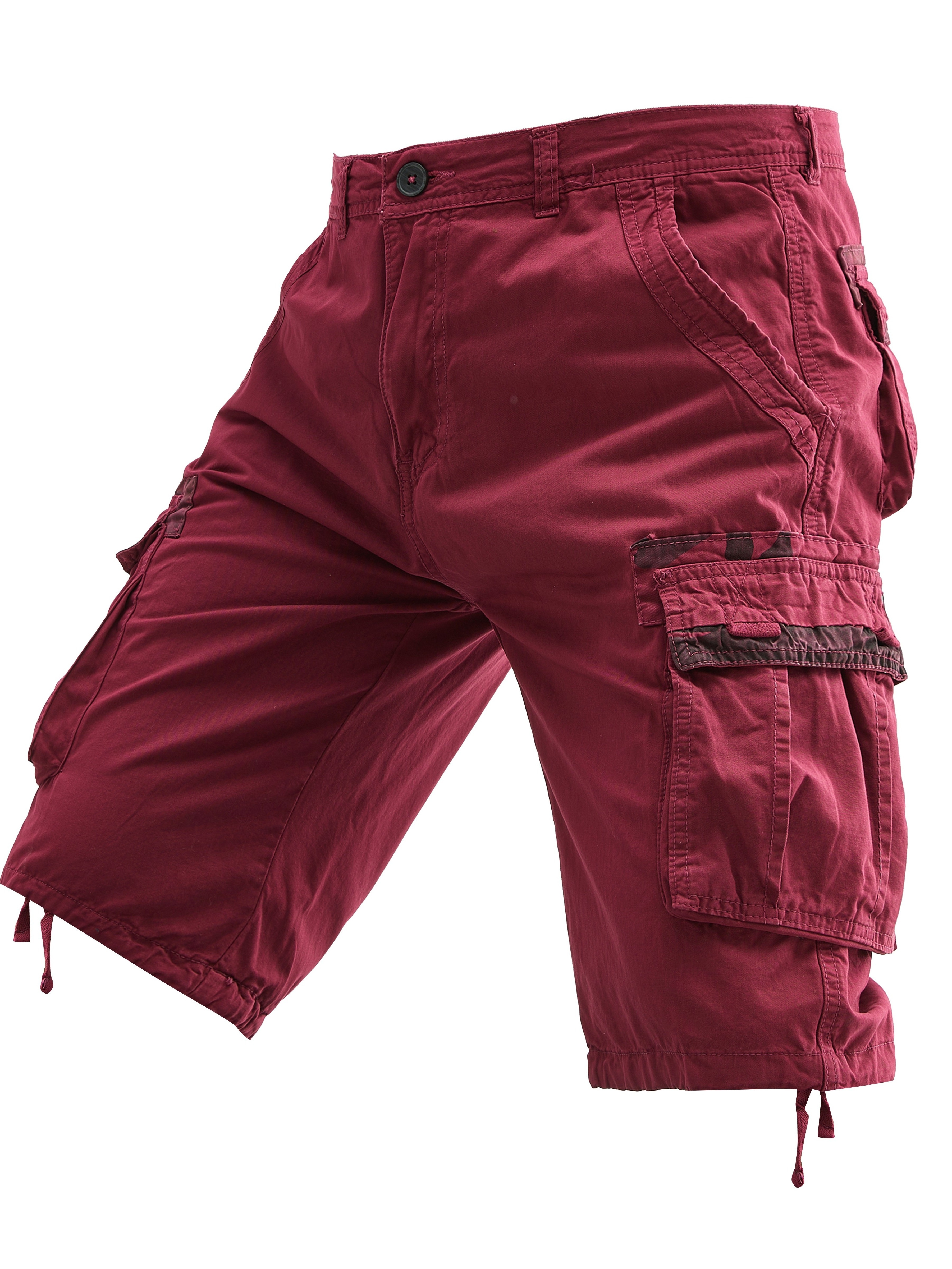 Short cargo décontracté en coton pour hommes, coupe ample, couleur unie, avec poches latérales, pour les loisirs et le travail en plein air en été