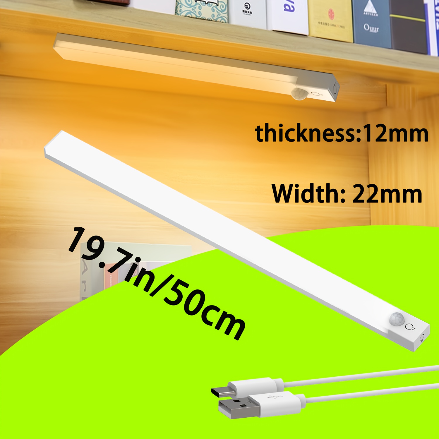 E-shop Bewegungsmelder Licht, LED Drei Temperaturen, Unendliche Dimmung USB Licht, Wiederaufladbar und Dimmbar, 360° Panorama-Sensor, Körper-Sensor