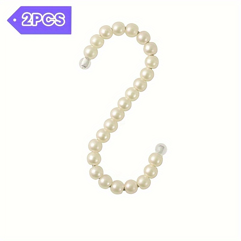 2pcs Pearl Rhombus Fashion Hook, Multifunctional S-hook, Scarf And Tie Hook For Clothing Store Wardrobe Metal Hook