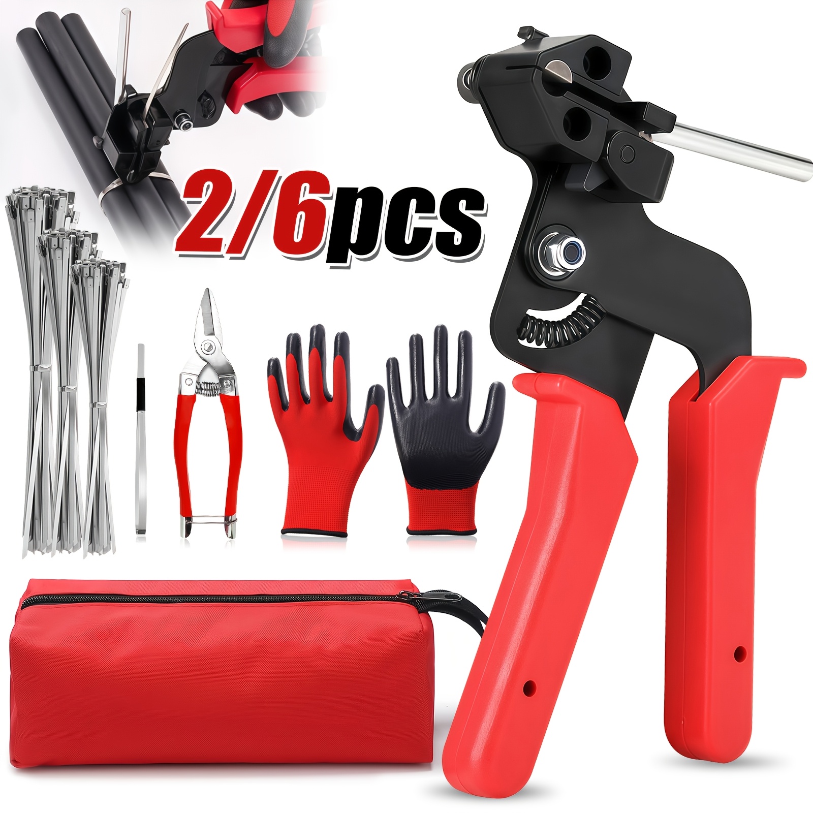 a set of 2 6pcs of 304 stainless steel tie wrap pliers sturdy and durable designed   of use precise tightening and easy cutting this multifunctional heavy duty metal tie wrap tool kit is suitable for managing and organizing fencing