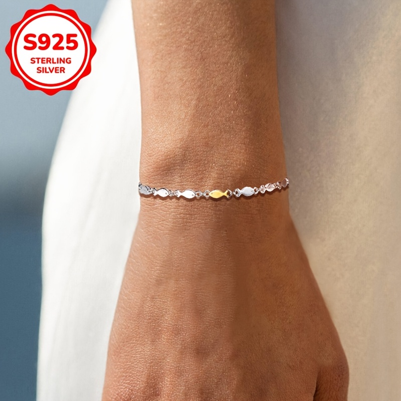 S925 Silver Two Spliced Fish Bracelet
