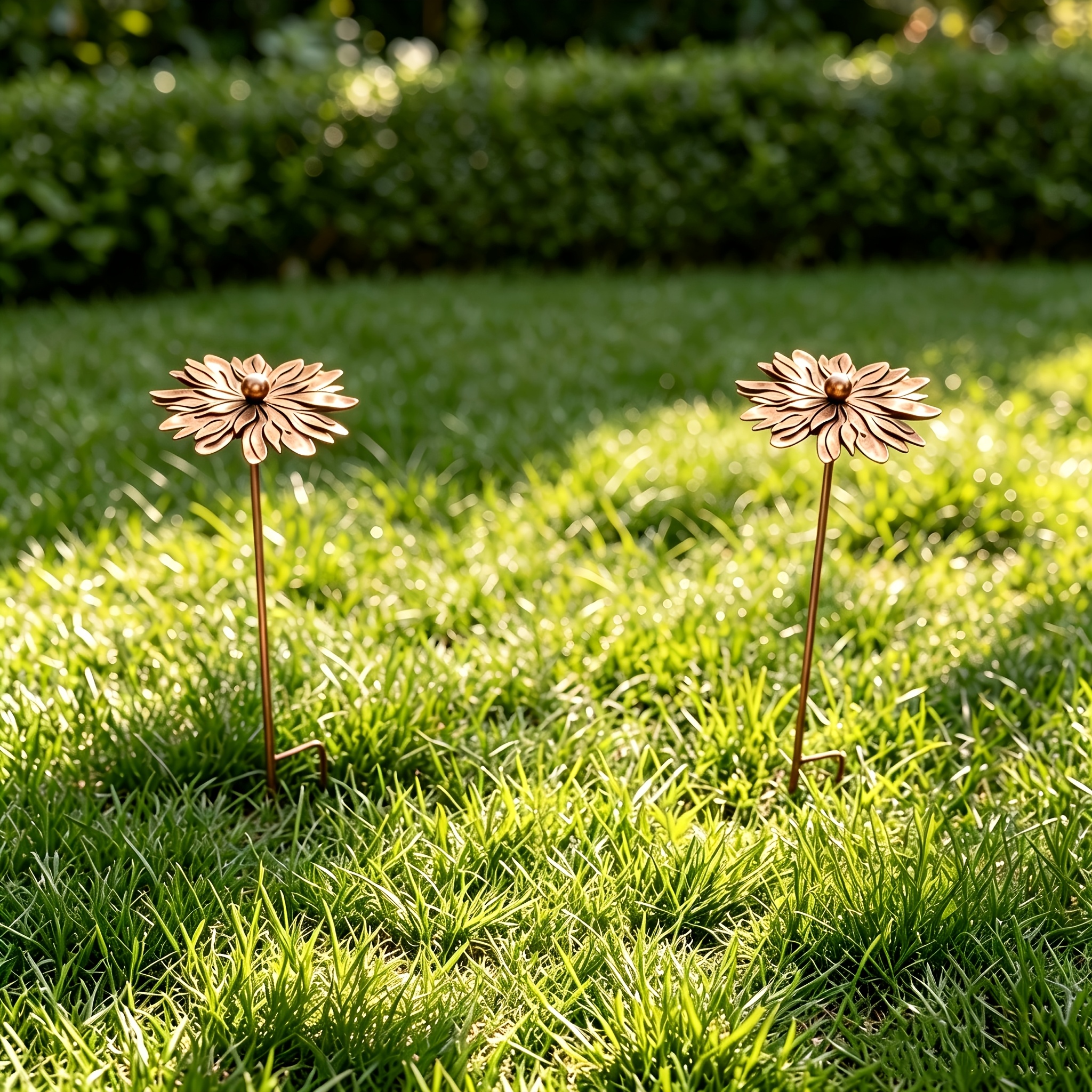 2 PièCes Piquets De Jardin MéTal Vintage Avec Capsules Feuillage - DéCoration ExtéRieure Rustique Pour Parterres De Fleurs, Plantes En Pot - Tiges Robustes AdaptéEs , Pelouses, AméNagement Paysager-image