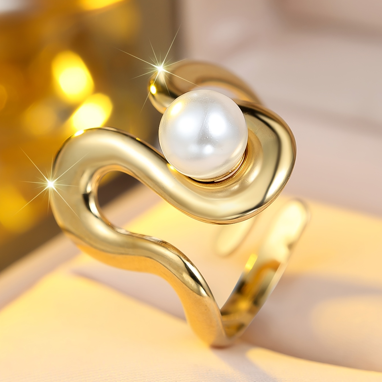 Men's Minimalist Shiny Wavy Ring, Fashionable Gift
