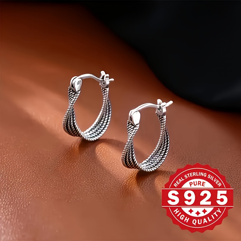TEMU 925 Sterling Silver Royal Twist Hoop Earrings - -free, Unique Woven Design, Elegant & Bohemian Style, Perfect Gift For Women - Ideal For Thanksgiving And , Jewelry Gift|elegant Earrings|