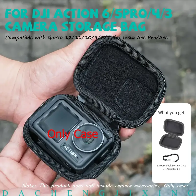 Aufbewahrungstasche für Action-Kamera – Strapazierfähige Sportkamera-Tasche mit Legierungsschnalle – Schutzbox aus schwarzem EVA + Kunstleder für *6/ 5Pro/ 4/ 3, für GoPro 12/ 11/ 10/ 9/ 8/ 7 * */ Ace