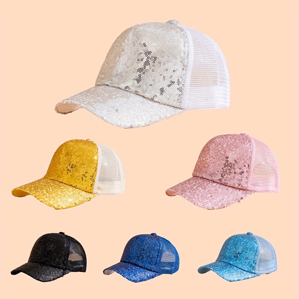 

1pc Children's Sequin Baseball Cap, Boys And Girls Mesh Breathable And Adjustable Hat Suitable For Daily Use