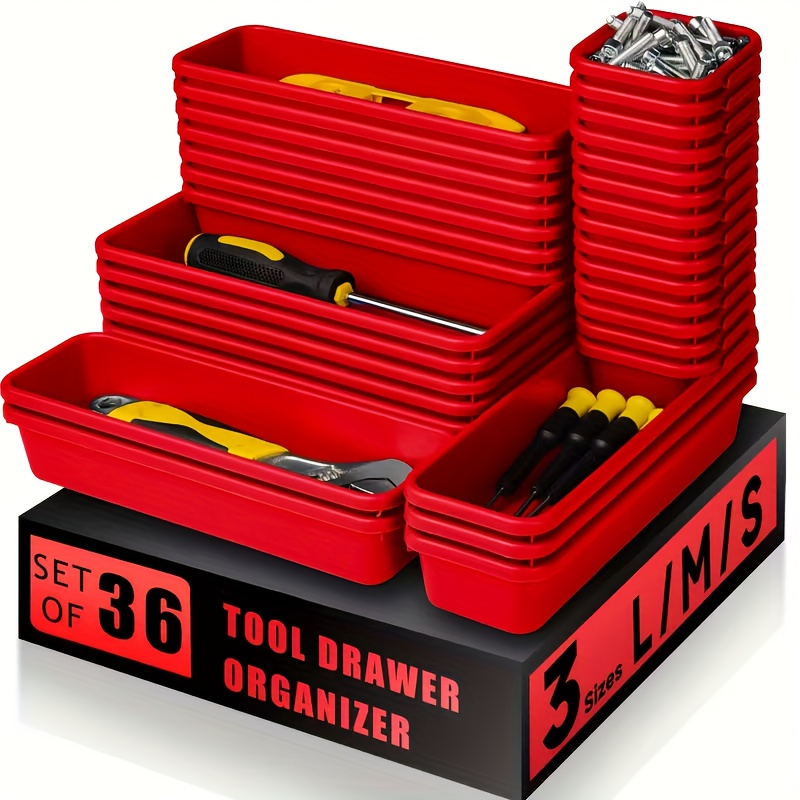 36pcs Tool Box Drawer Organizer Set, Suitable for Tool Boxes, Garage Tool Boxes, And Office Drawer Dividers, Tool Organizer Trays, Tool Box Organization And Storage, Tool Storage, Garage, Workshop Organization Tools, Free Combination Organizers
