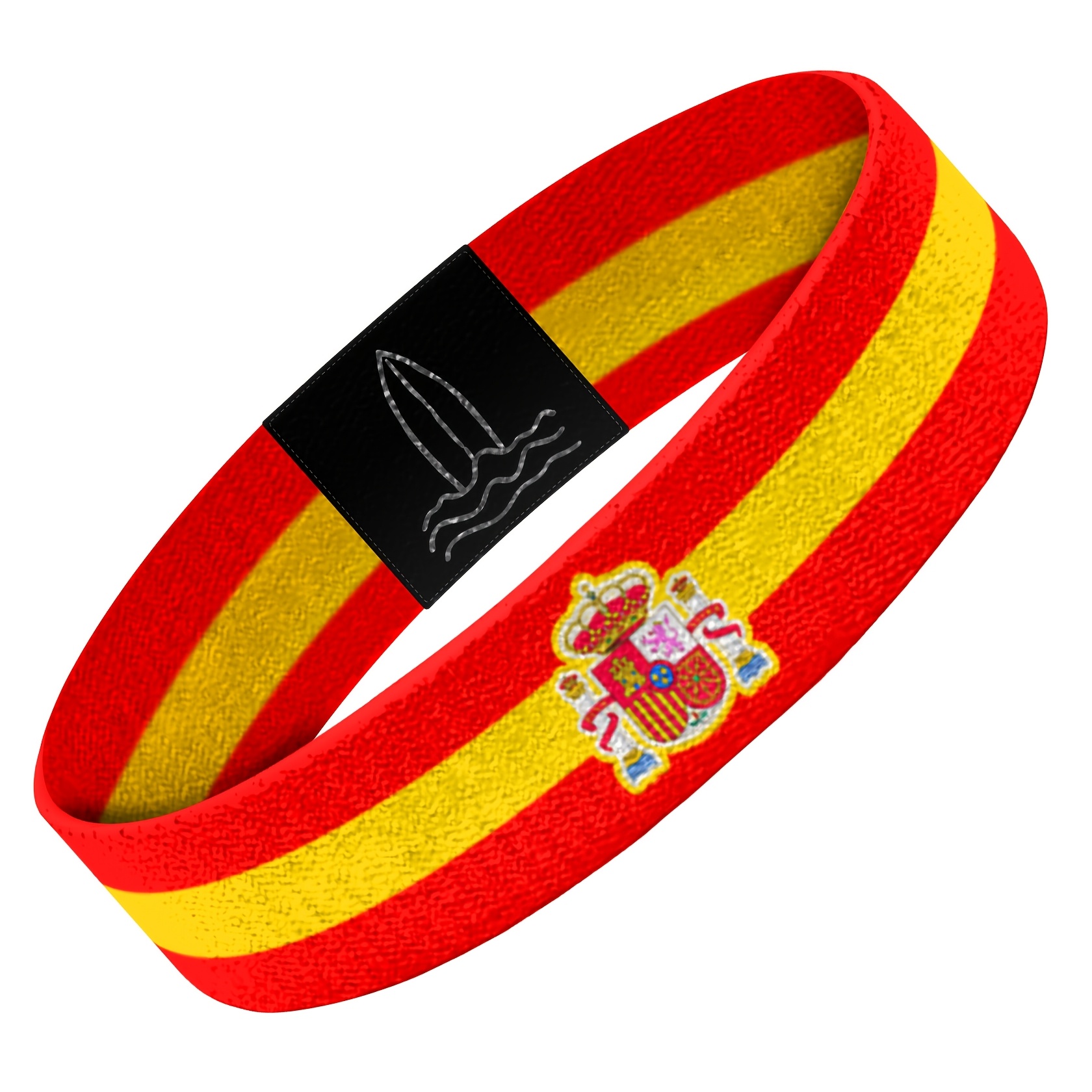 TEMU 1 bracelet imprimé drapeau espagnol, bracelet extensible à écrire pour femmes, bracelet de surf, bracelet élastique à écrire en tissu , occasion