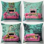 4pcs whimsical animal print pillow covers 17 72 x 17 72 inches polyester machine washable with zipper closure vibrant zebra for sofa car bedroom decor bedroom accent piece contemporary style zippered pillowcas