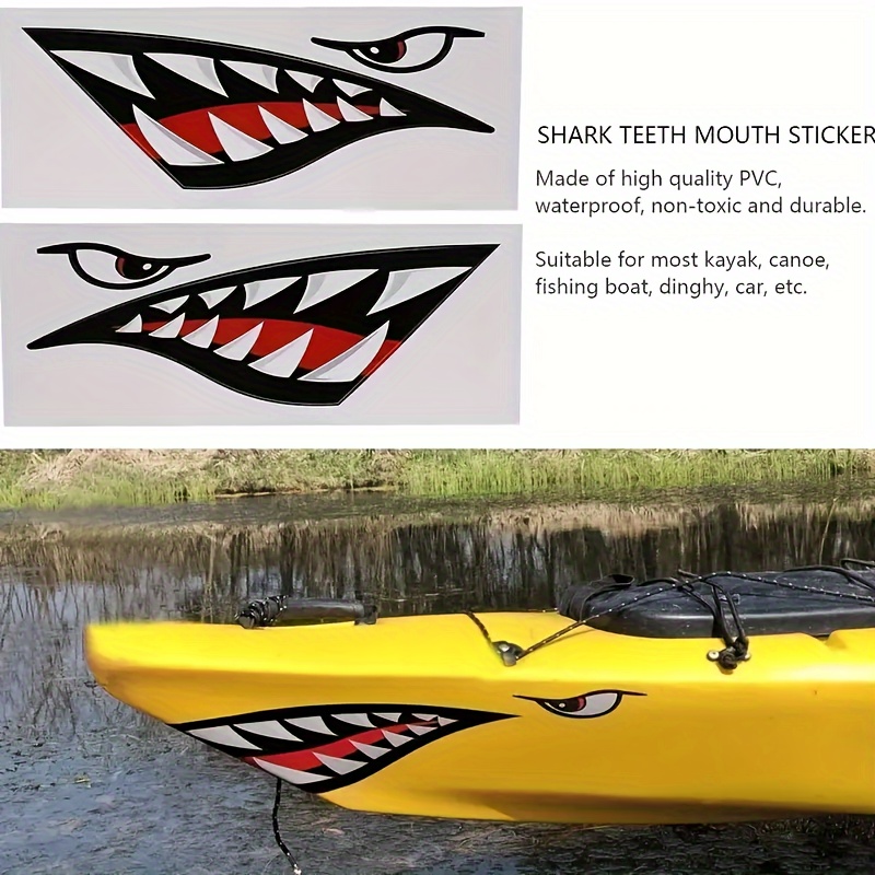 2pcs Shark Teeth Large Waterproof Sticker Removable Decals Suitable For  Various Kayaks Yachts Speedboats Cars Etc - Sports & Outdoors - Temu