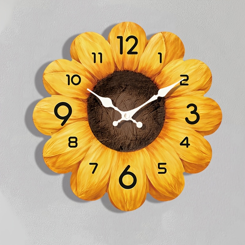 TEMU A Sunflower-shaped Clock That Runs Silently, Enhancing Your As A Decorative Piece