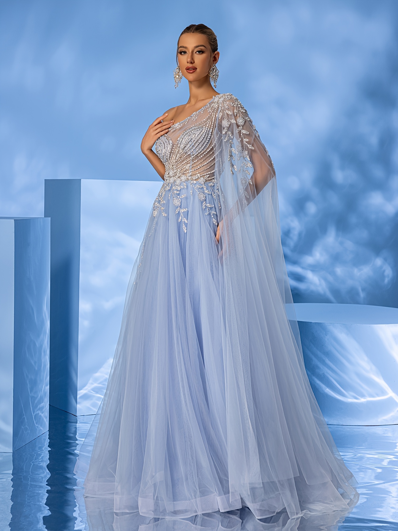 Goddess-Style * and Elegant One-Shoulder Beaded Embroidery Tulle Formal  Dress; Evening Gown; * Dress; Ball Gown; Wedding Guest Dress; Bridesmaid  Dress; Mother of the Bride Dress; Birthday Dress; ...