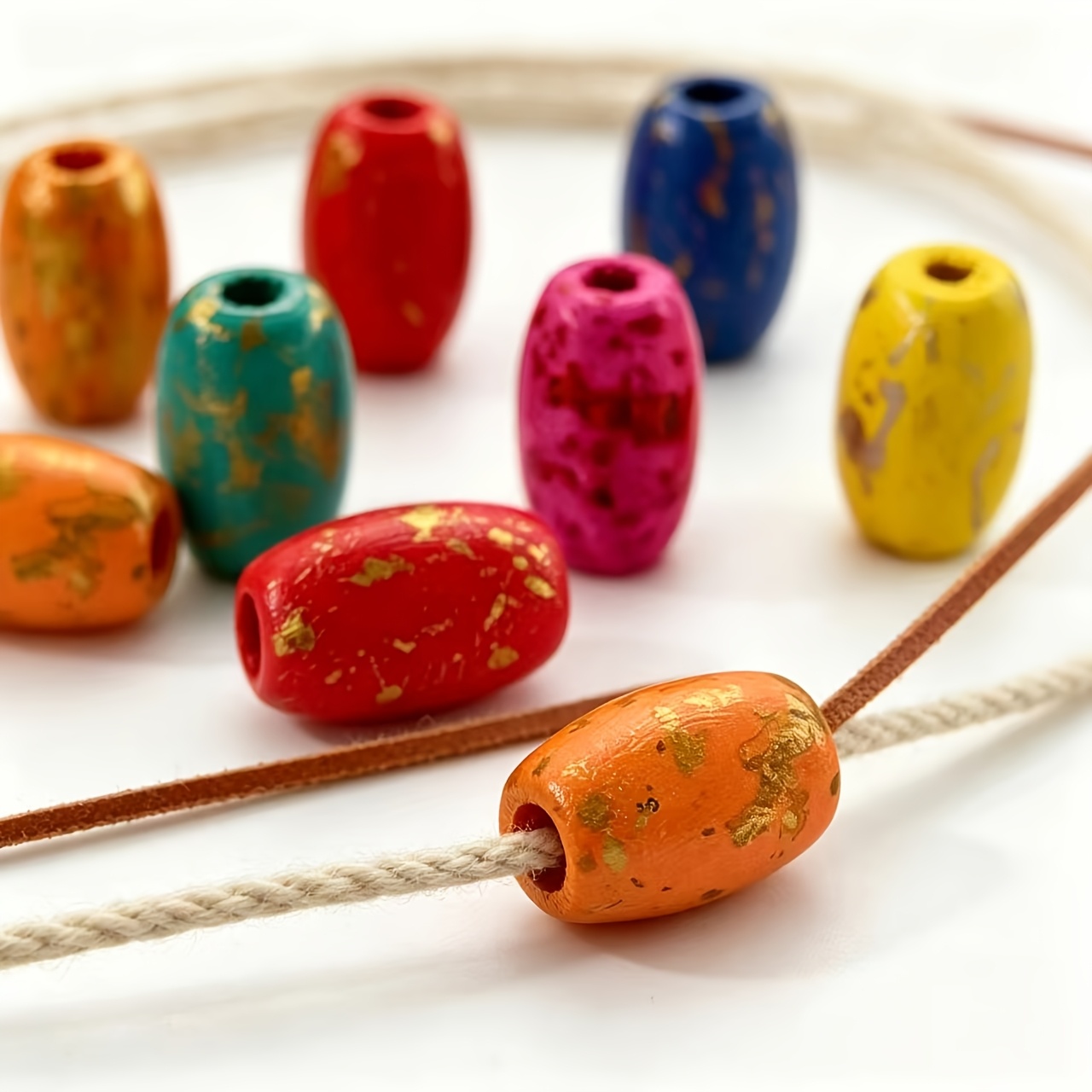 55pcs 12mm Oval Wooden Barrel Beads for DIY Jewelry