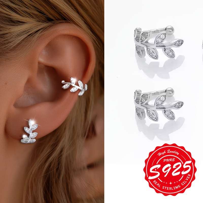 

Pair Of S925 Silver, Women's Clips, With Personality, Without Ear Piercing, Suitable For Music Festivals And Many , Low Allergy 1.81g