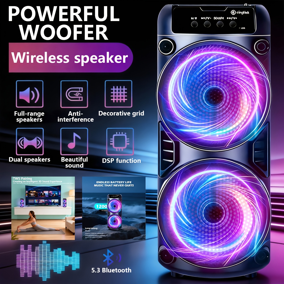portable wireless bluetooth speaker with microphone style multi color lights tf card usb   radio   party disco karaoke outdoor camping   ideal holiday new year gift