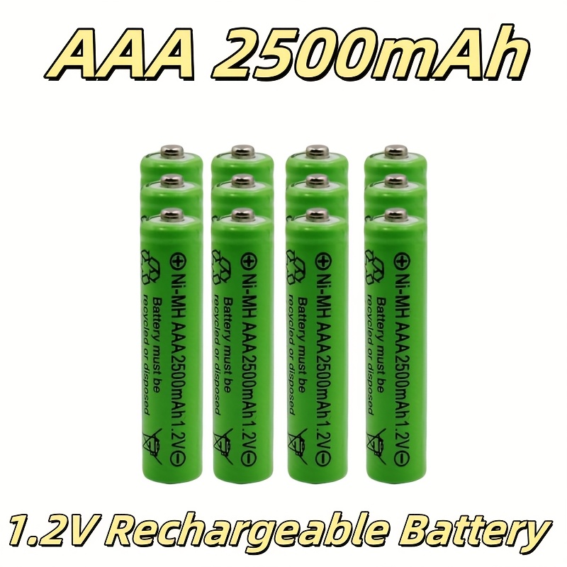 TEMU High Capacity 1.2v 2500mah Ni-mh Aaa Rechargeable Batteries For Solar Light,small Car,mouse,clock,keyboard,radio,calculator,game Handle,remote