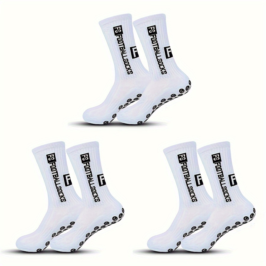 

3pcs Non-slip Athletic Socks For Soccer, Cycling & Running - Breathable, Moisture-wicking, Crew Socks With Cushioned For Hiking & Outdoor Activities