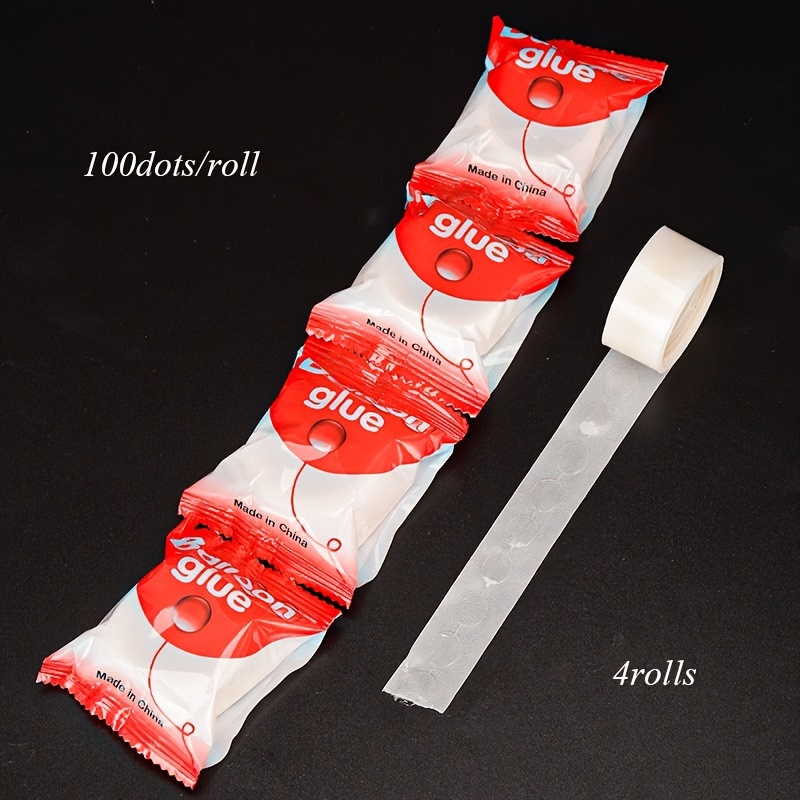 4rolls 100dots/roll Balloon Glue Point Wedding Supplies Round Dot Glue Pads Balloong Glue Point Transfer Invisible Double-sided Adhesive Ball Particles Wedding Decoration