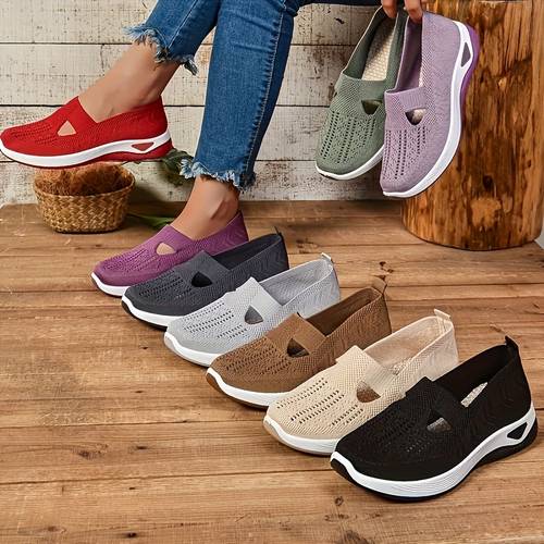 a pair of breathable hollow sports shoes for women casual and convenient walking shoes solid color embroidery suitable for low cut simple toe lightweight flat outdoor shoes