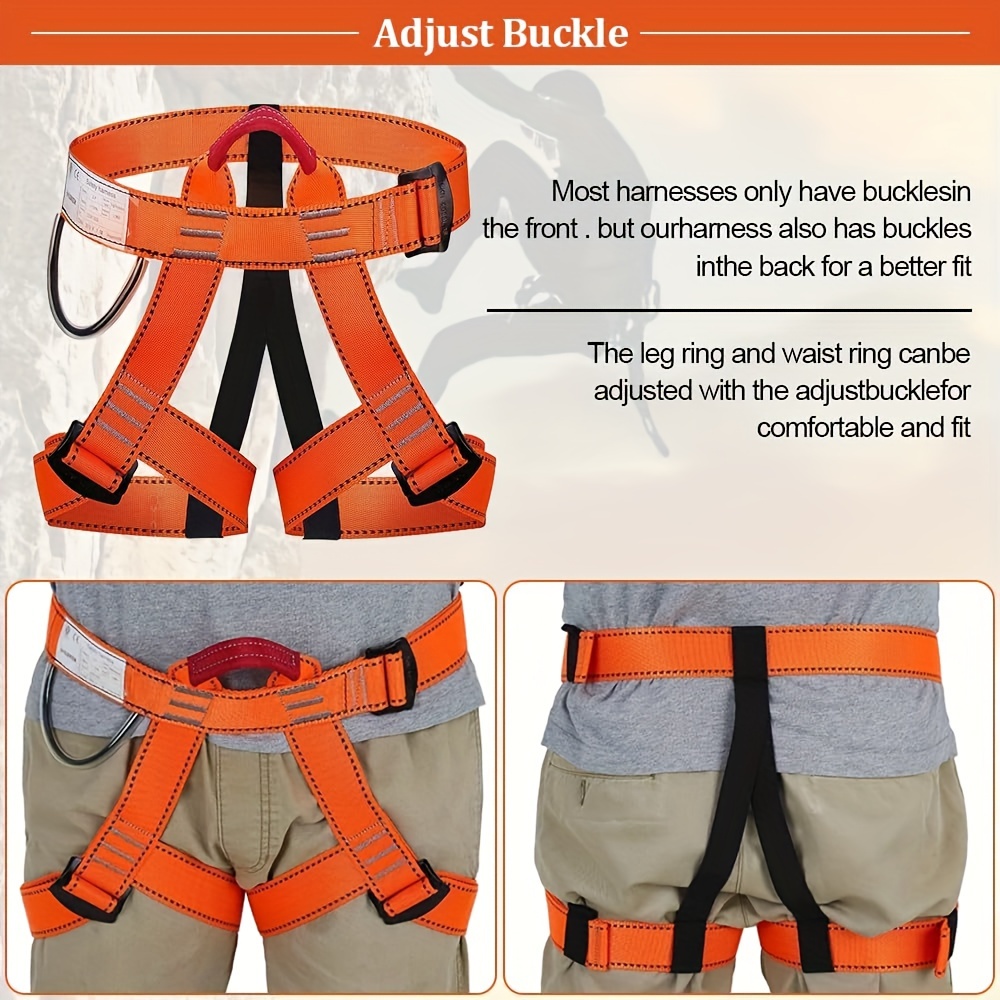  adjustable climbing harness half body design for caving rock climbing rappelling tree protection made with durable nylon details 0