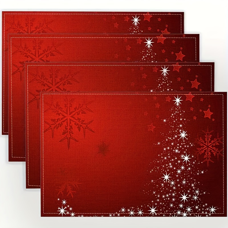 

4pcs, Christmas Placemats, Red , , Suitable For Parties And Table Decoration