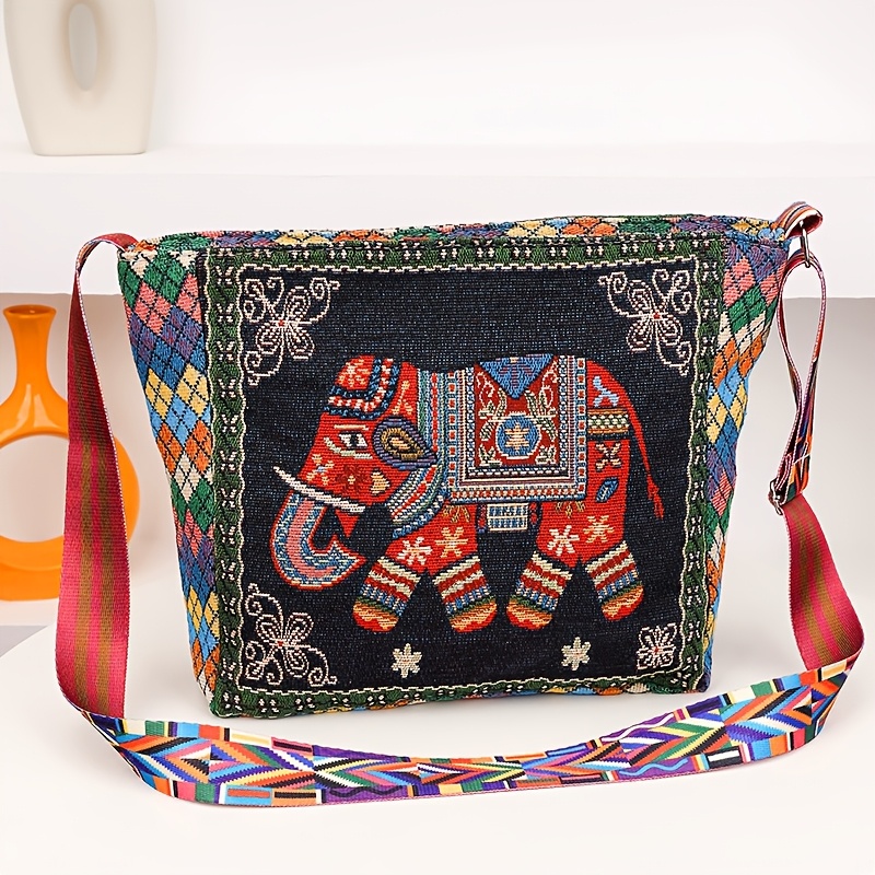 TEMU Diamond-pattern Knitted Crossbody Bag, Shoulder Bag, Lightweight, Ethnic Style With Vintage - Washable - Suitable For Holiday And Daily Use,