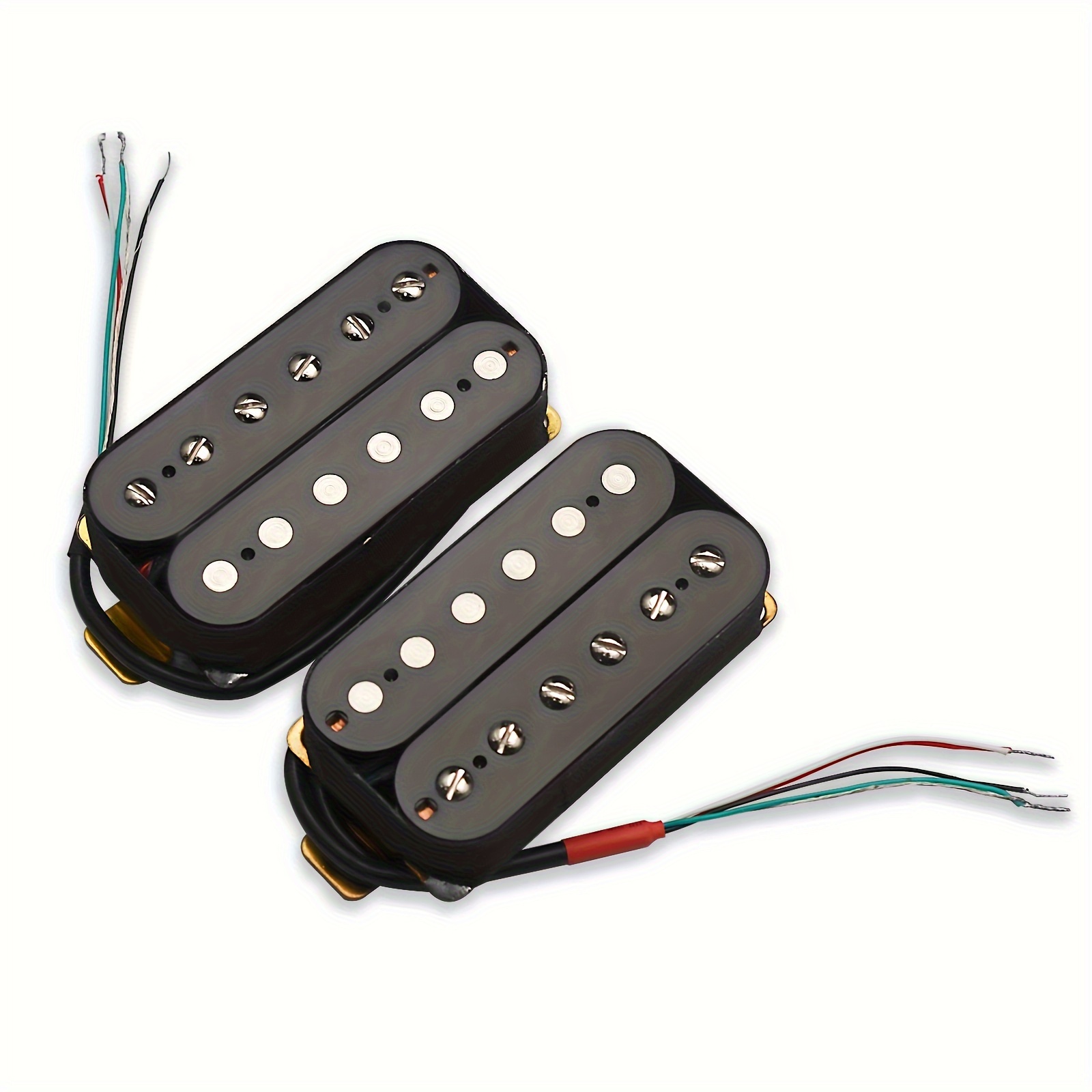 1 Set (N+) Humbucker Electric Guitar Pickup Set with Coil Splitting - High Output Dual Coil Design (7.5K/15K), 4-Conductor Cable for coil Splitting, Compatible with Strat, Les Paul, SG, for, Blues, Metal - & Plastic Bobbin