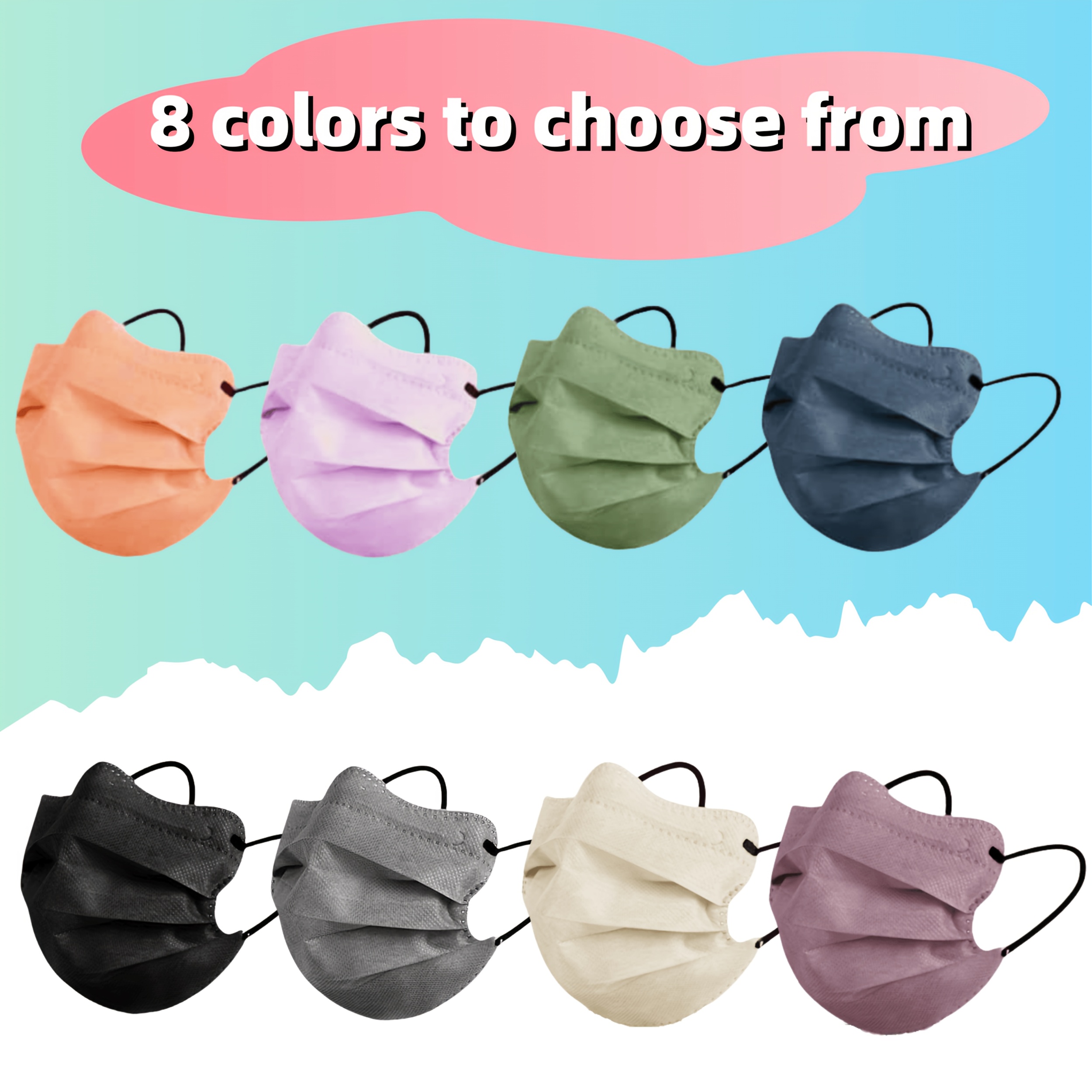 

40pcs Breathable Mesh Face Masks In 8 Assorted Colors - Eye Protection, Face Sizes, Non-medical, Ideal For Casual Wear