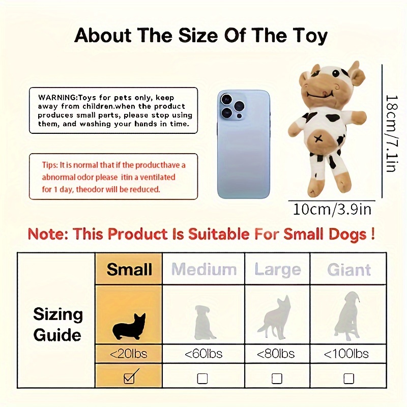 1pc Jouet Au Design De Vache En Peluche Pour Chien Et Chat - Temu Canada