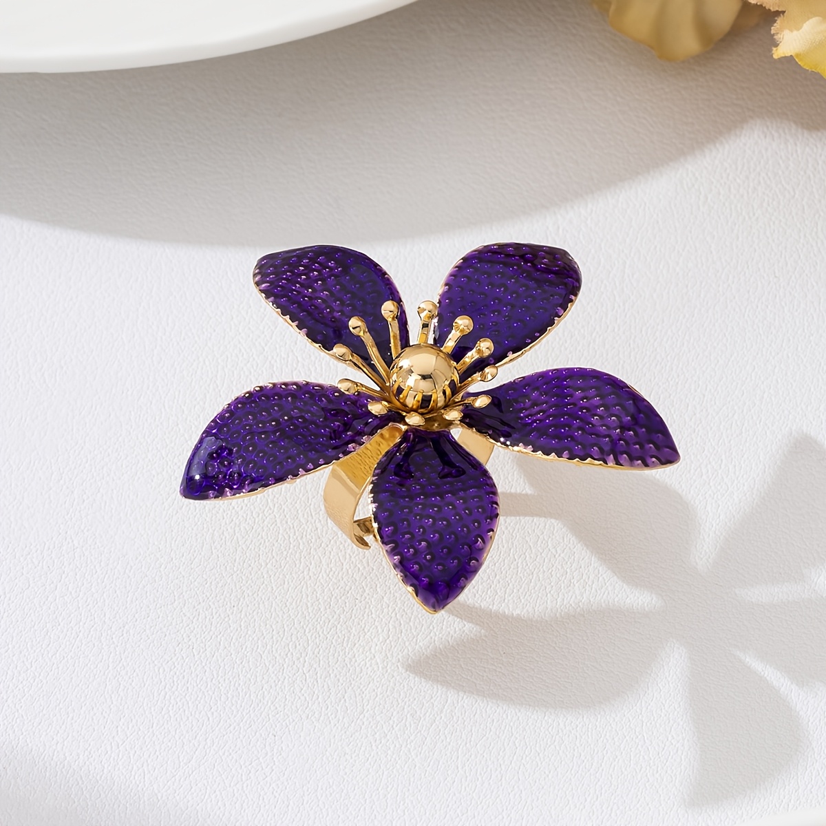 Women's 3D Oil Drop Flower Adjustable Ring, Summer Gifting