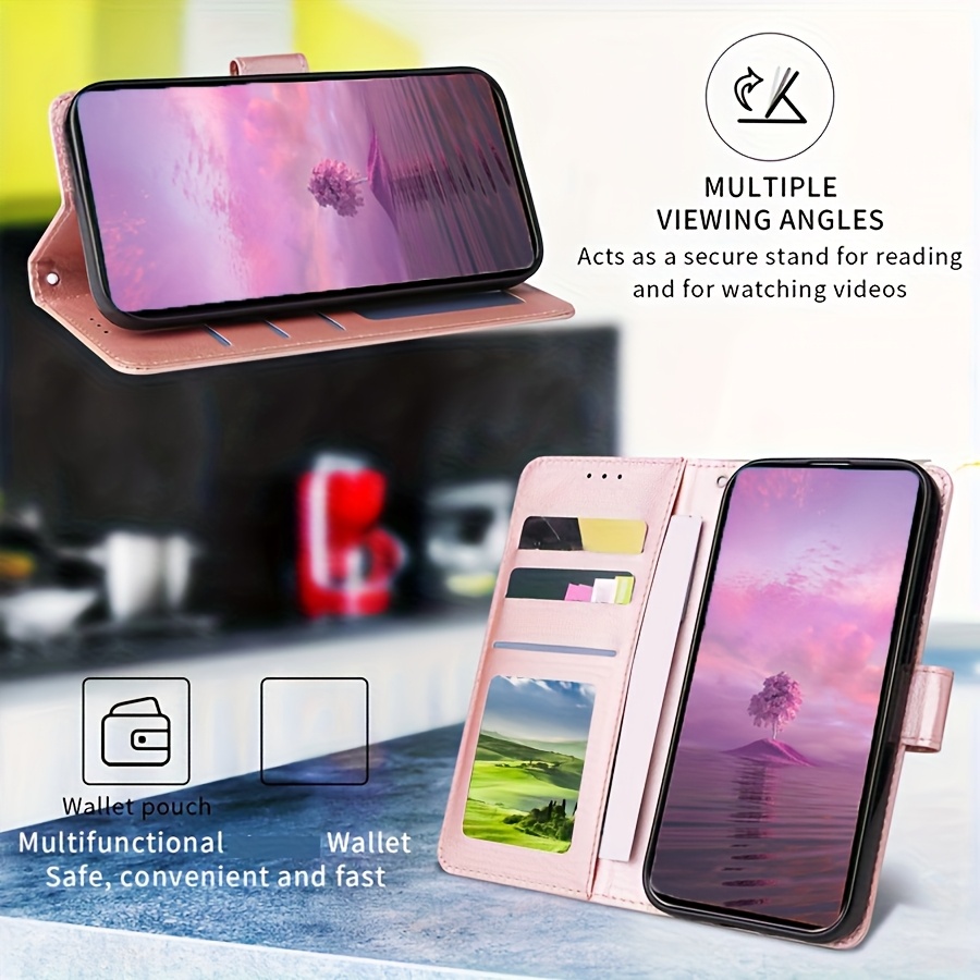 Husă Telefon - Portofel cu Slot Card, Funcție Magnetică Flip, Husă din Piele Ecologică pentru Samsung Galaxy S23 Ultra S22 Plus S21 S20 FE A13 A14 A33 A34 A51 A52 A53 A54 A71 cu Șnur de Mână, Husă Anti-cădere