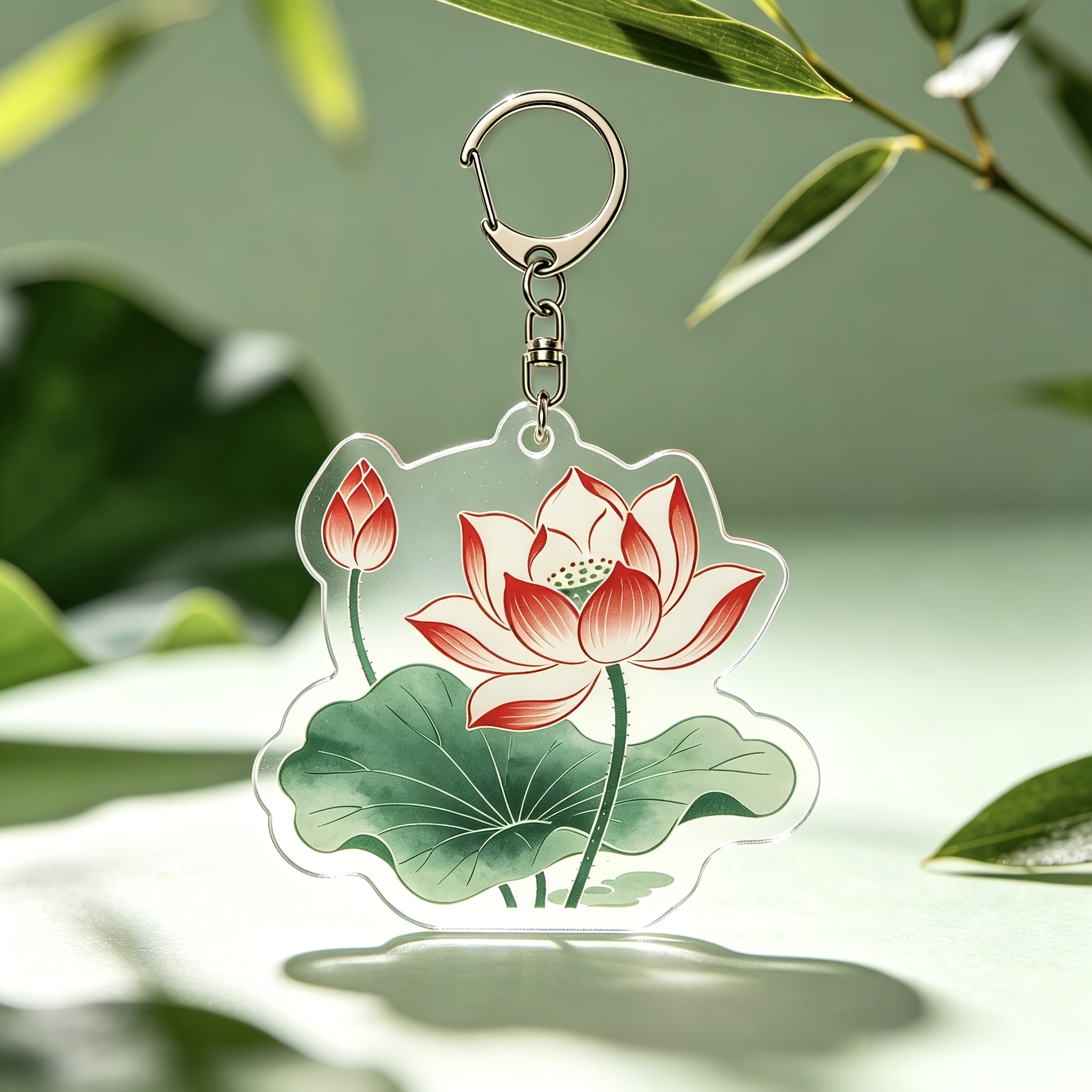 Chinese Style Beautiful Flowers Acrylic Keychains Set