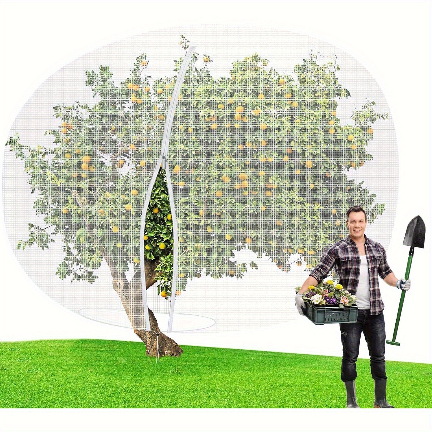 E-shop 9,9ft x 9,9ft / 7,87ft x 7,87ft Große -Netzbeutel, Gartenpflanzenschutz mit Reißverschluss Zugband, Blaubeerstrauch-Netzabdeckungen,