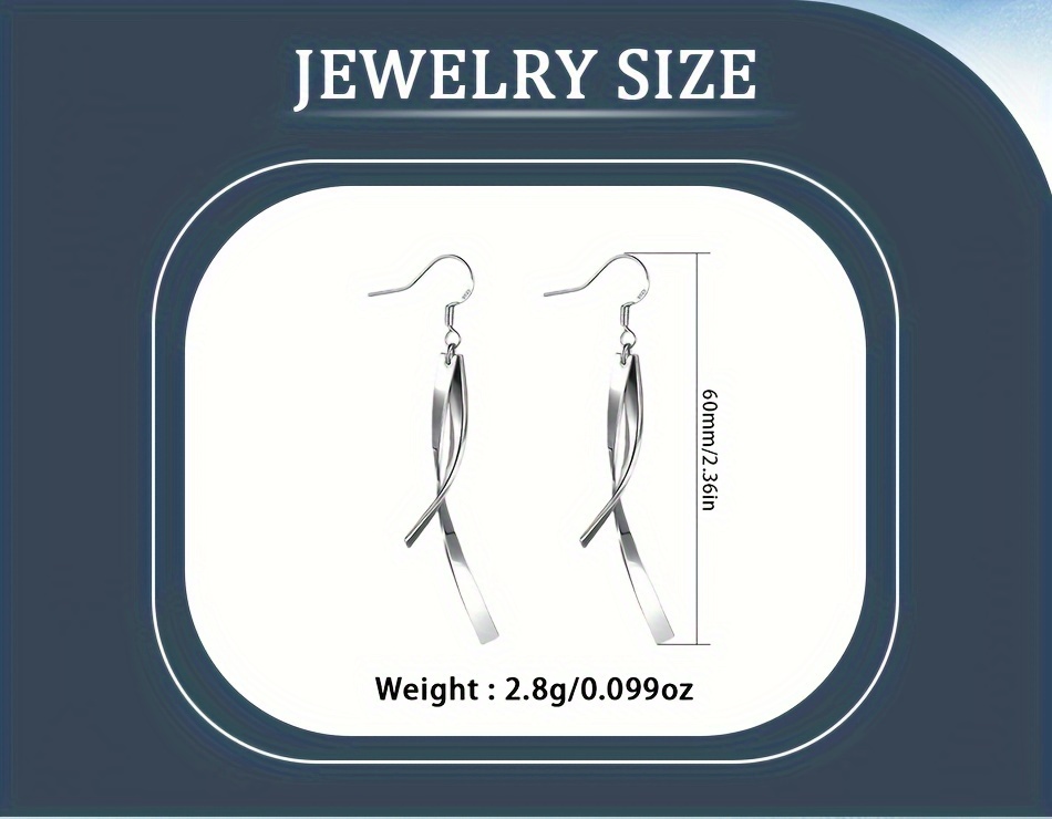 1 pair elegant 925 sterling silver tassel drop earrings for women luxury cross line dangle long earrings 2 8g lightweight for daily and party wear gift for girlfriend details 1