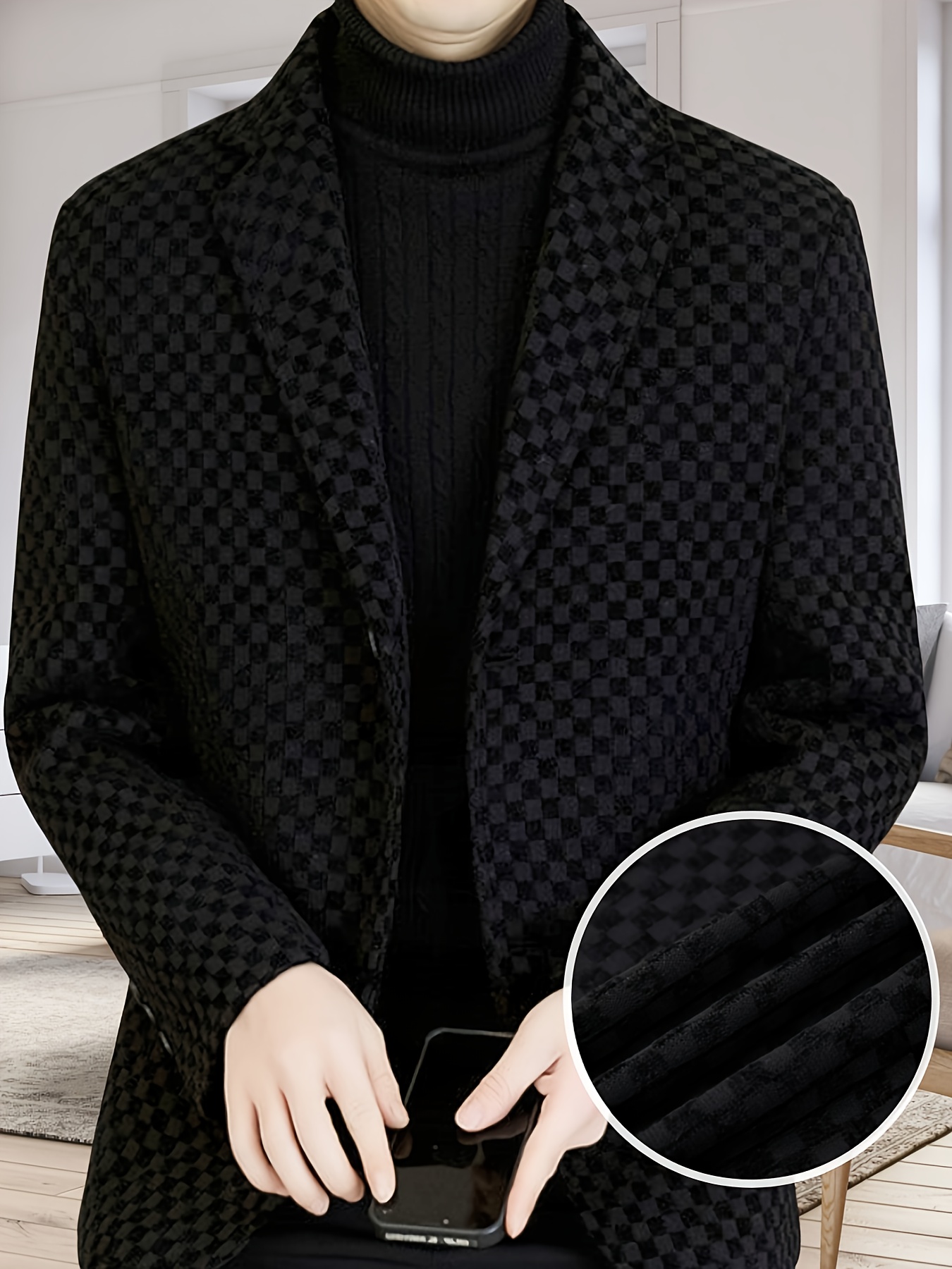 Classic Checkered Fashion Casual Jacket, Spring/Autumn Men's Top, Autumn/Winter Warm Suit Jacket, New Men's Clothing for Parties and Nightclubs