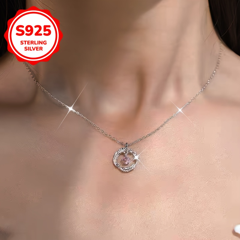 Women's 925 Silver Moonstone Phoenix Tail Leaf Necklace