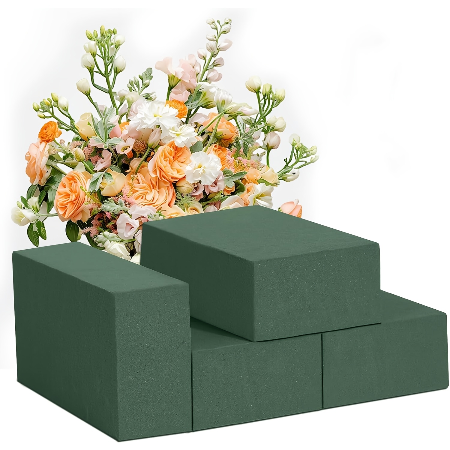TEMU 4pcs Set Of Floral Foam Blocks (4.33in X 2.95in X 1.57in), Dry Floral Foam, Suitable For Fresh And Artificial Flower Arrangements, Plant Foam,