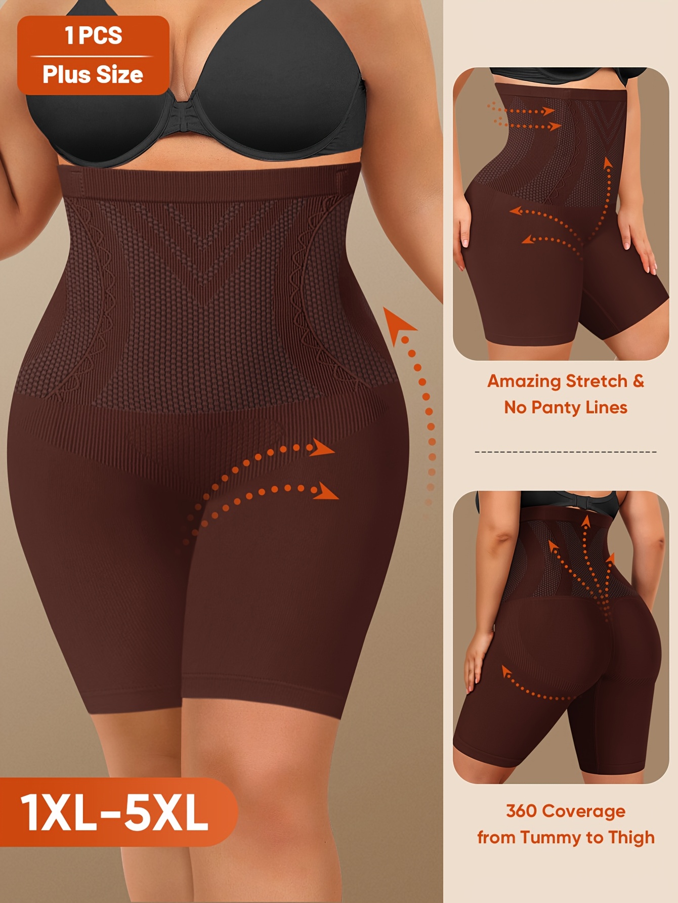 1-Pack MIOTAN Women's Plus Size High-Waisted Seamless Tummy Control Butt-Lifting Briefs - 11XL-5XL, Breathable Mesh Panels, Tummy Control & Body Contouring, Plus Size Shapewear Shorts Underwear, Tummy Control Shapewear, Body Contouring Underwear, Fourway Stretch Fabric, Comfortable Fit, Durable Elastic Material