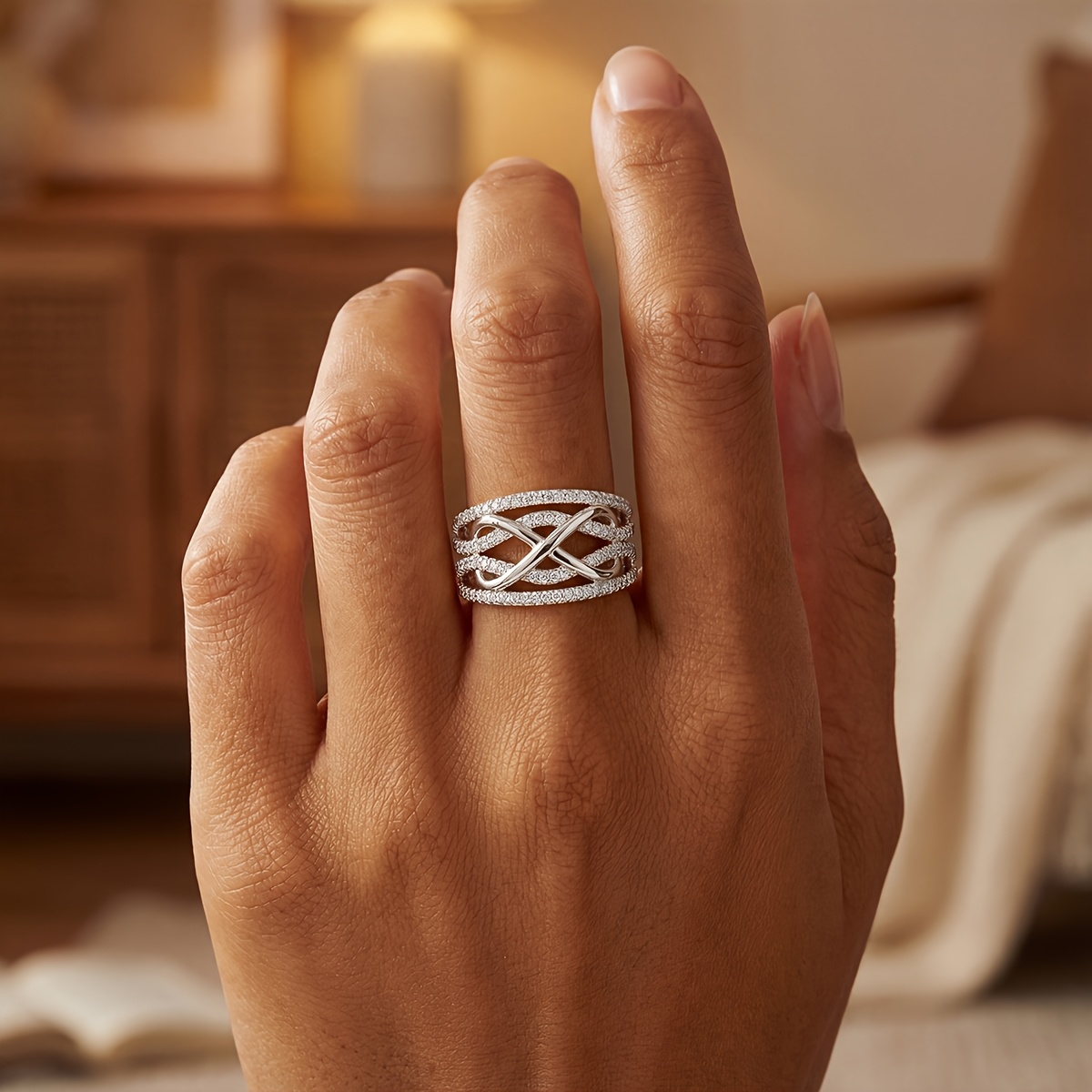 Skeleton Cubic Infinity Ring for Women, Elegant Gift