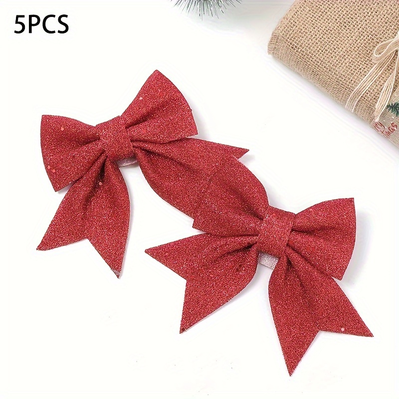 Image of 5pcs Christmas Tree Bows Large Ribbon Bows Party Gift Present Wreaths Xmas Decor