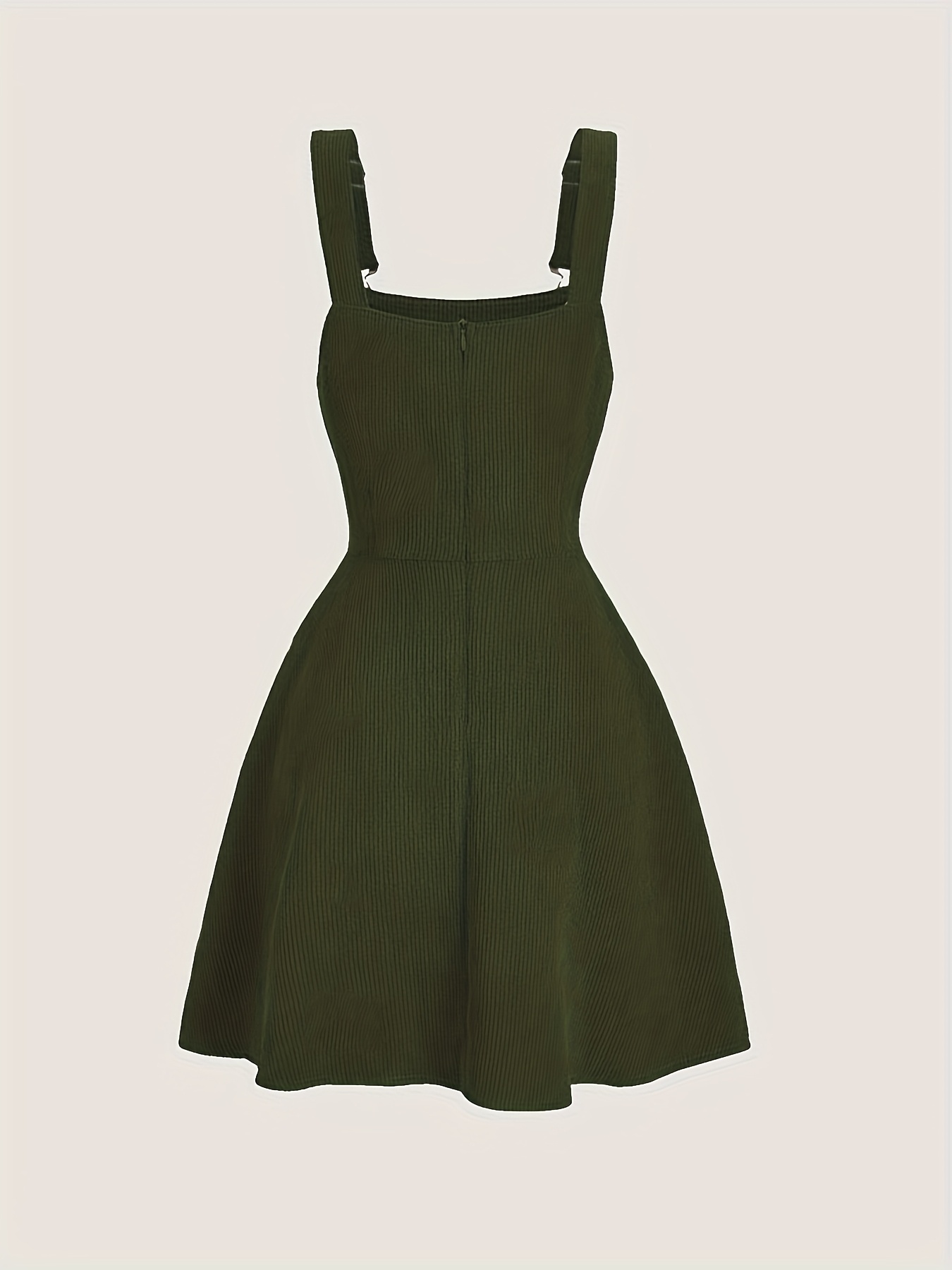 elegant green corduroy pinafore dress straps adjustable Temu
