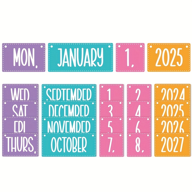MotiMind Kalender-Pinnwand-Set – Regenbogen-Design, 55 Datumskarten, Verstellbarer Halter, Für Klassenzimmer & Zuhause