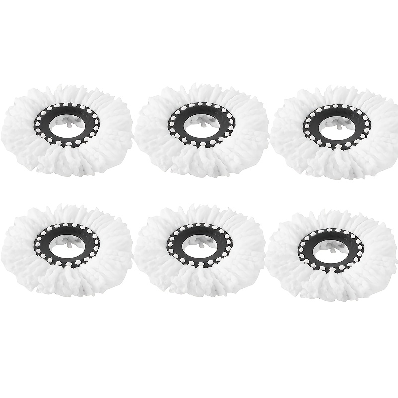 TEMU 6pcs Household Rotating Mop Head With Strong Water Absorption And Cleaning Power, Universal Thickened Round Mop Head, Easy To Replace, Holiday
