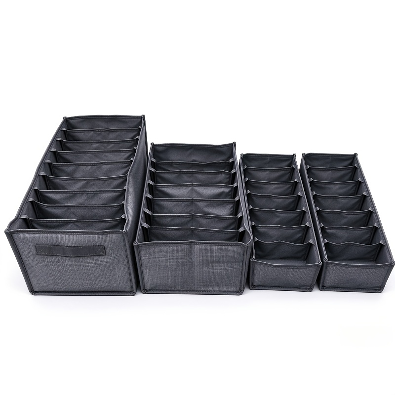 TEMU Juego de 4 cajas de almacenamiento plegables para cajonera de armario - Hechas de tela duradera, superficie , fácil instalación. Adecuadas para