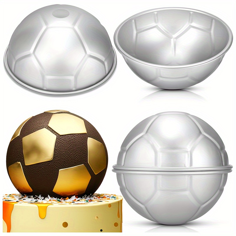 

2pcs Soccer Ball Cake Pan Set, Aluminum 3d Baking Molds, Diy Birthday Cake Pans, Football Cake Mold For Sports Themed Parties & Events