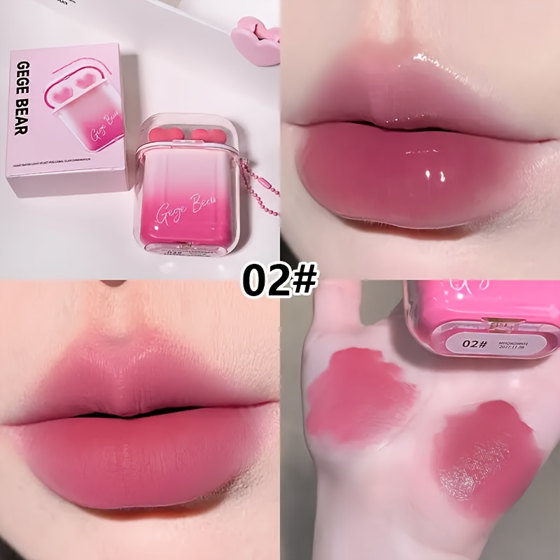 gorgeous bear lip gloss set 2 in 1 matte gloss     shaped case with ears design long lasting moisturizing lipstick ideal for gifting glossy lips   lip product glossy   details 5