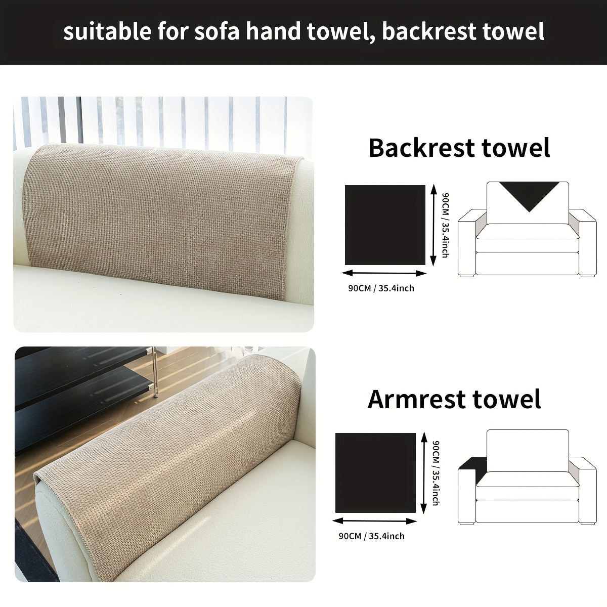 TEMU 1pc Non-slip Washable Sofa Cushion Cover With Backrest Scarf, Home Pet , Furniture Protection Pad, Bedroom, Office, Living Room Home Decor,